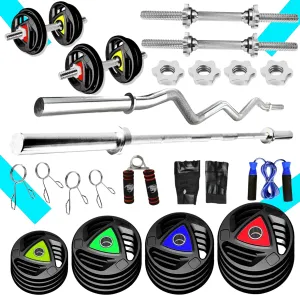 20KG GYM SET 4ft |5Ft Pair Star Nut Dumbbell |Rubber Coated Iron Plates & ACC(25MM)