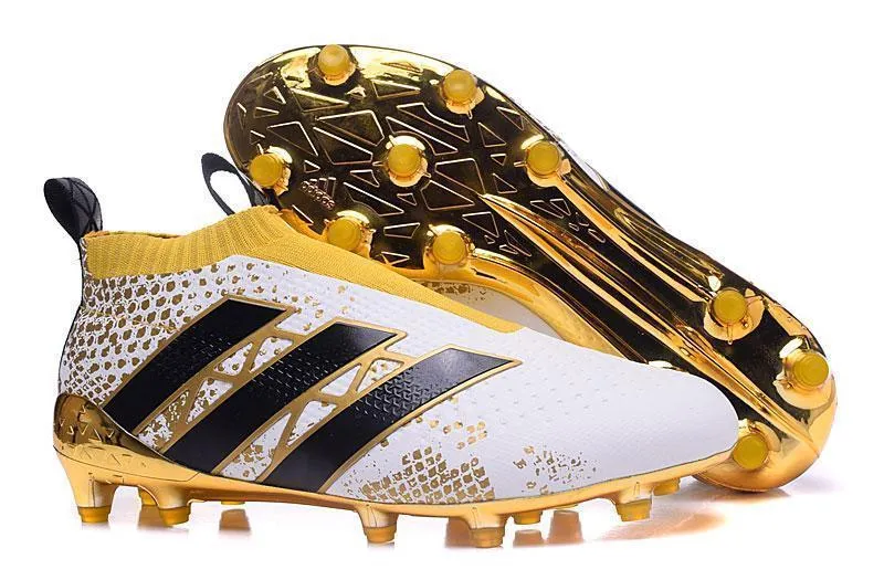 Adidas ACE 16  Purecontrol FG/AG Soccer Cleats White Gold Black