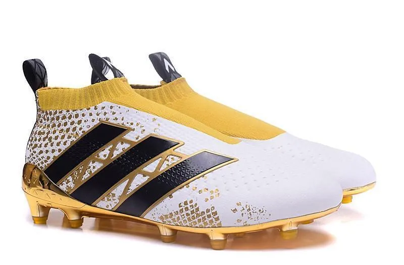 Adidas ACE 16  Purecontrol FG/AG Soccer Cleats White Gold Black