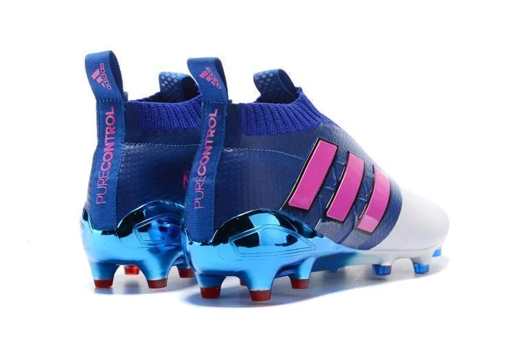 Adidas Ace 17  Purecontrol FG Soccer Cleats Blue White Pink