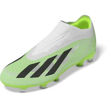 adidas Junior X Crazyfast.1 Laceless FG - White/Black/Lucid Lemon