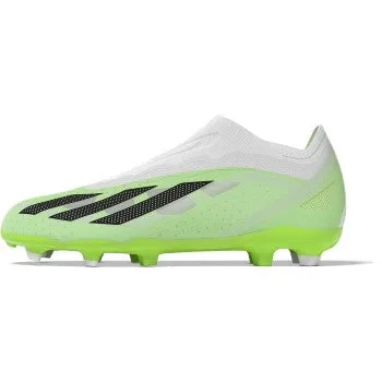 adidas Junior X Crazyfast.1 Laceless FG - White/Black/Lucid Lemon