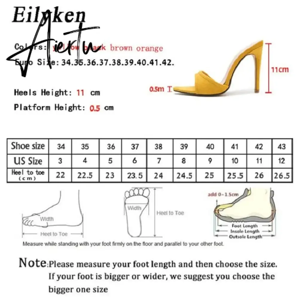 Aiertu Fashion Women Slippers Sexy Pointed toe Strappy Mule High Heels Sandals Slides Party Shoes Woman Pumps Size 35-42