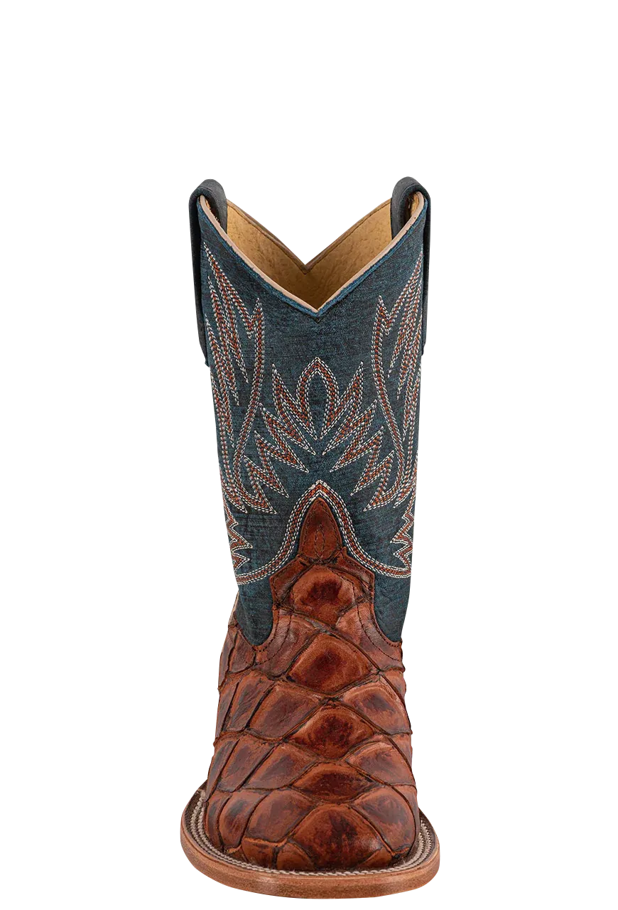 Anderson Bean Blue & Cognac Pirarucu Print Boots