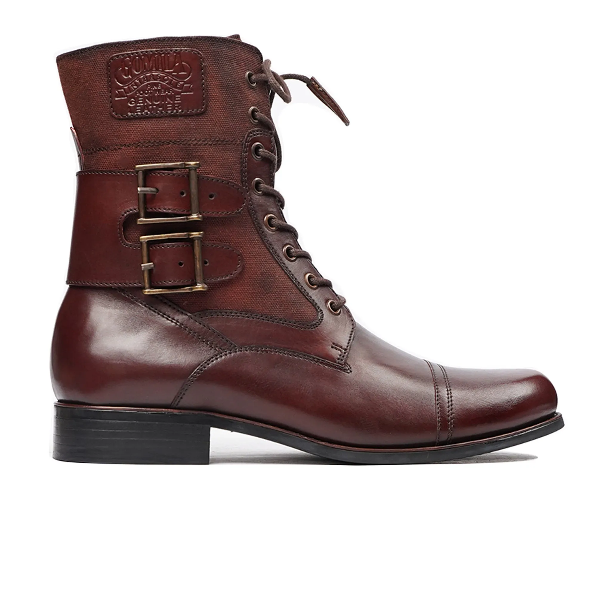 Ankawa -  Men's Reddish Brown Canvas and Calf Leather Boot