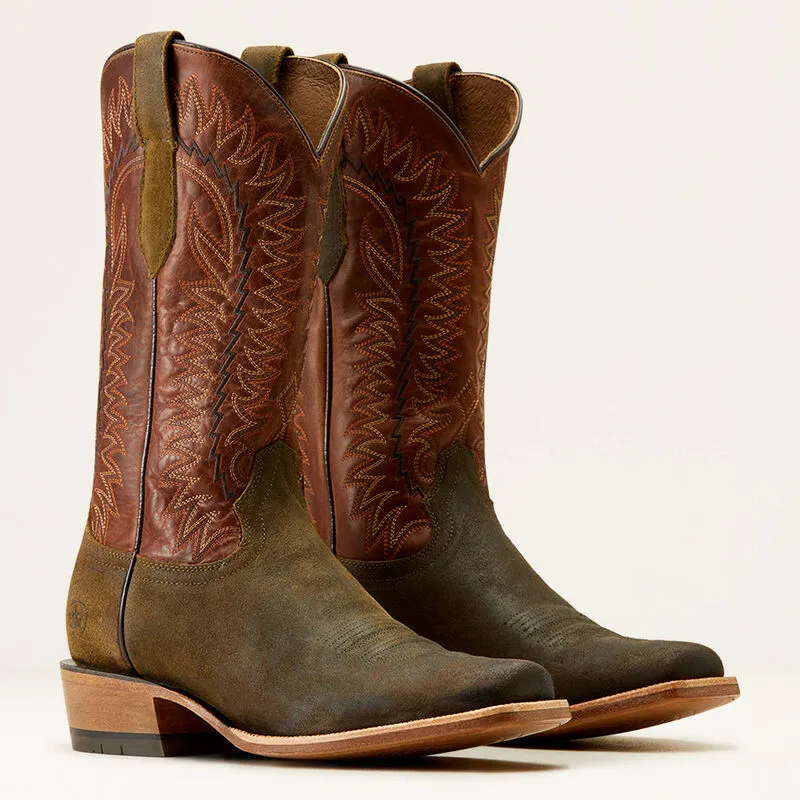 Ariat Men's Futurity Time Western Boot in Olive Roughout/ Copper Crunch