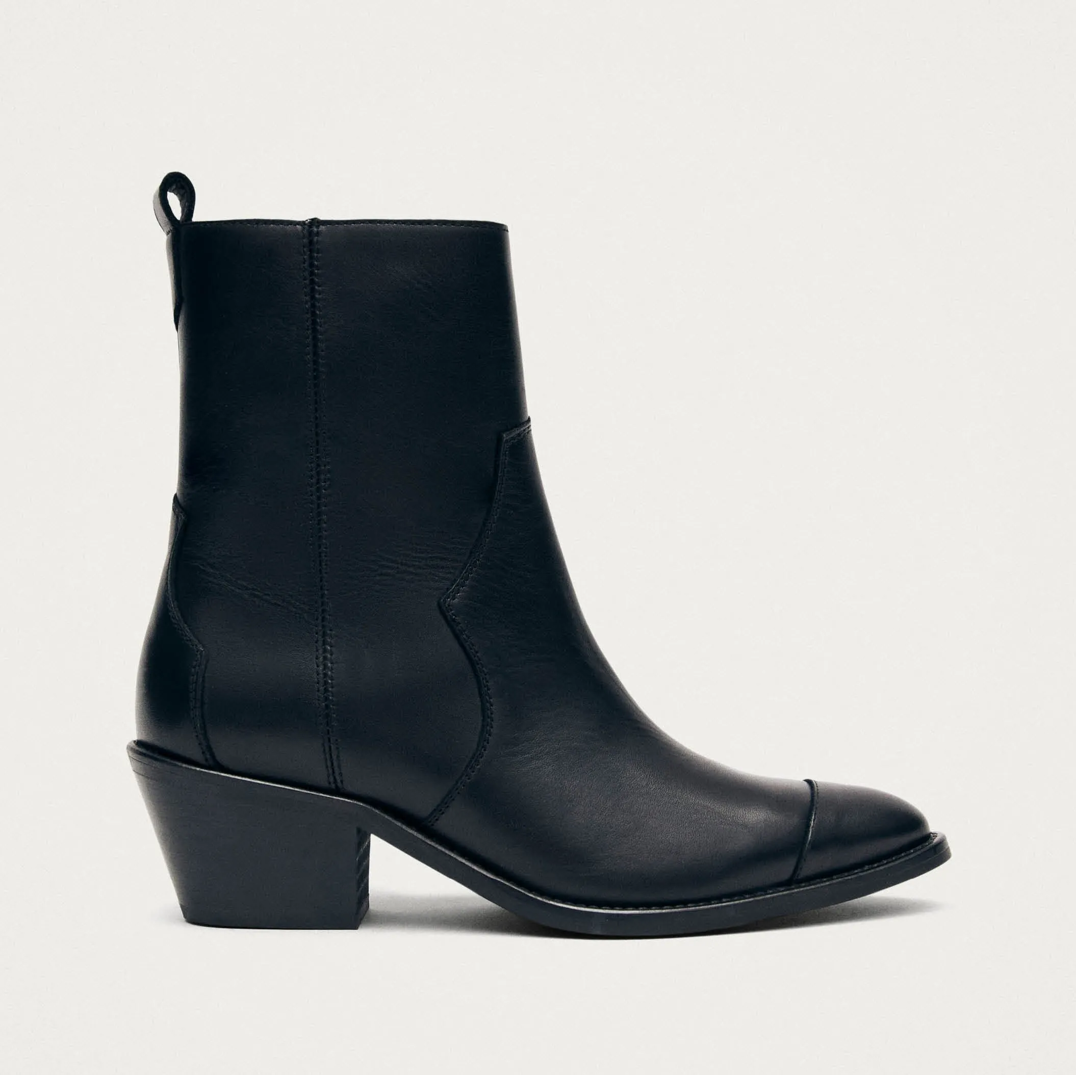 Austin Black Leather Ankle Boots