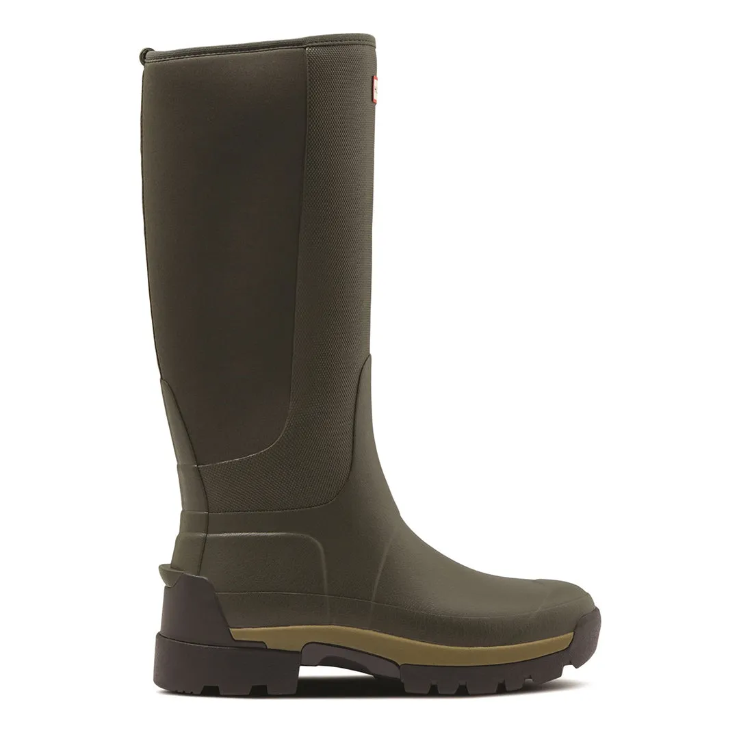 Balmoral Hybrid Tall Wellington Boots - Dark Olive by Hunter