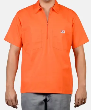 Ben Davis Short Sleeve Half-Zip Work Shirt - Orange