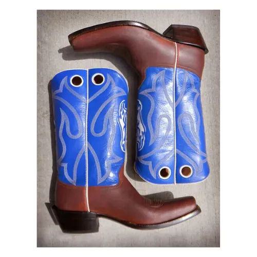 Bespoke Handcrafted Men Cowboy Race Vet 2 Brown and Blue Western Dress New Boots