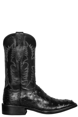 Black Jack Full Quill Ostrich & Florence Buffalo Cowboy Boots - Black