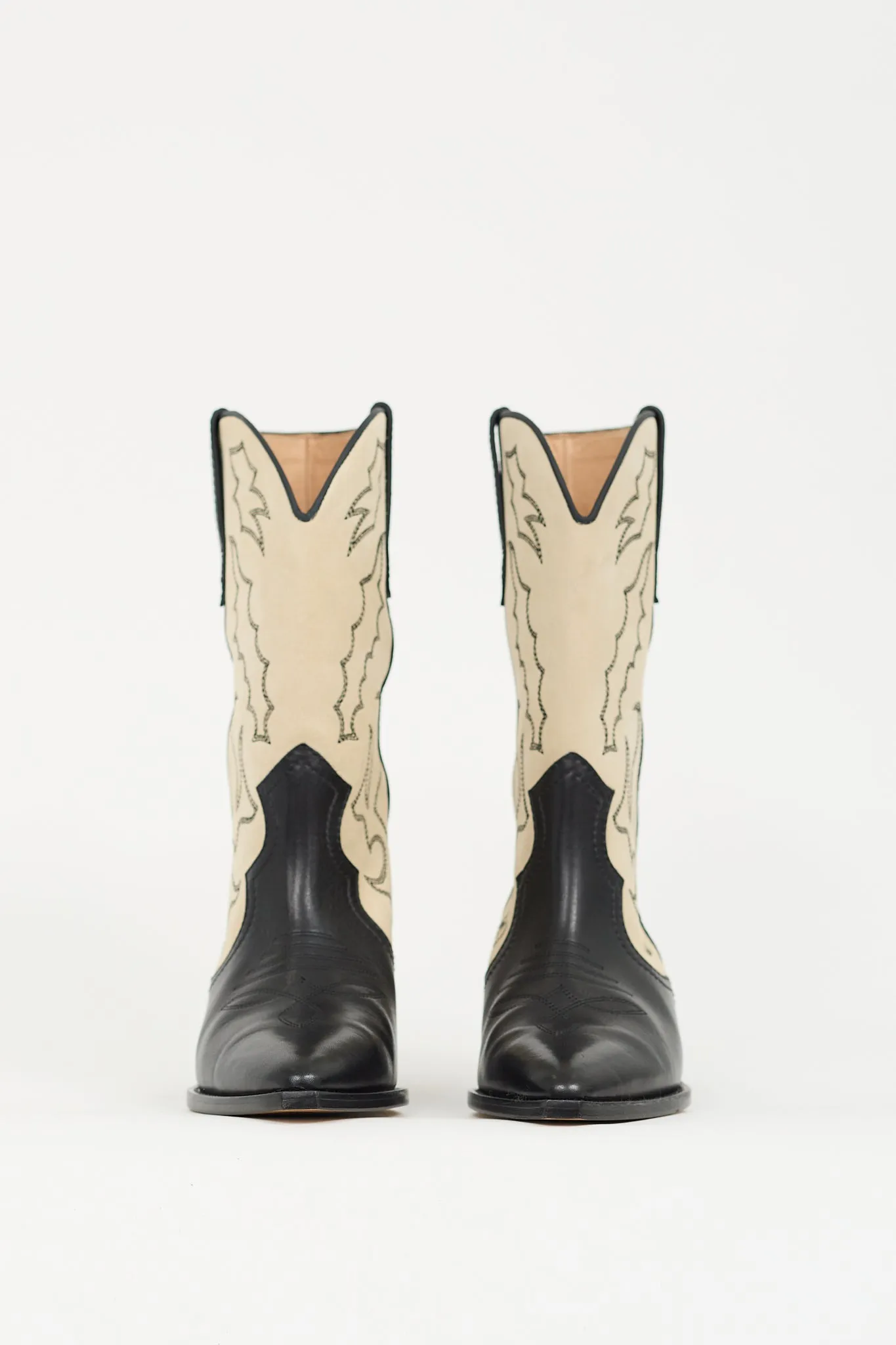 Black Leather & Beige Suede Duerto Cowboy Boot