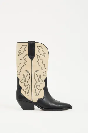 Black Leather & Beige Suede Duerto Cowboy Boot