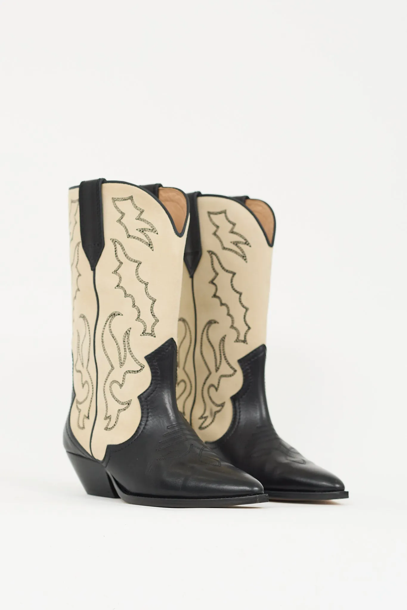 Black Leather & Beige Suede Duerto Cowboy Boot