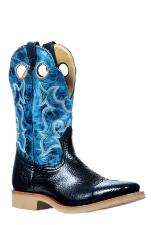 'Boulet' Men's 12" Western Square Toe - Black Shoulder / Lonestar Cobalt