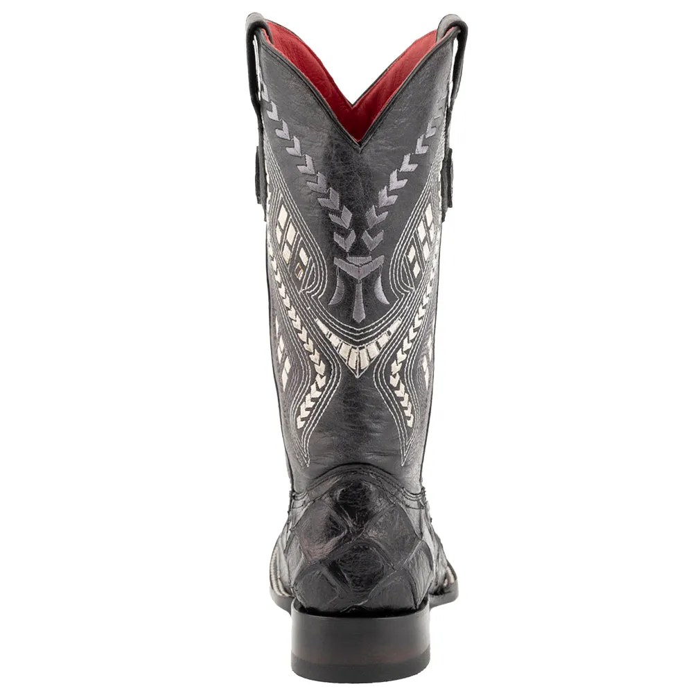 Bronco Pirarucu Embroidered Square Toe Cowboy Boots