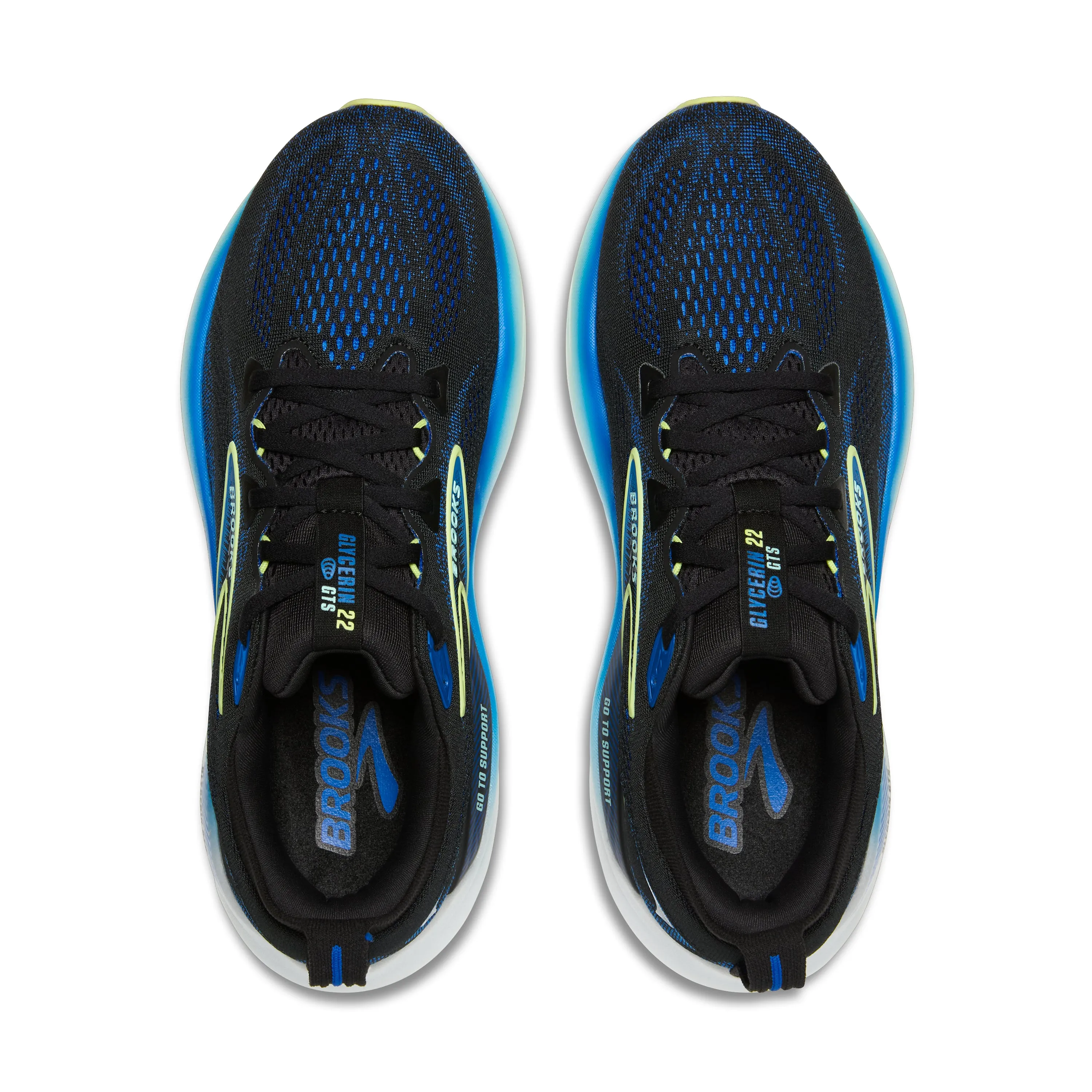 Brooks | Glycerin GTS 22 | Men's | Black/Cobalt/Neo Yellow