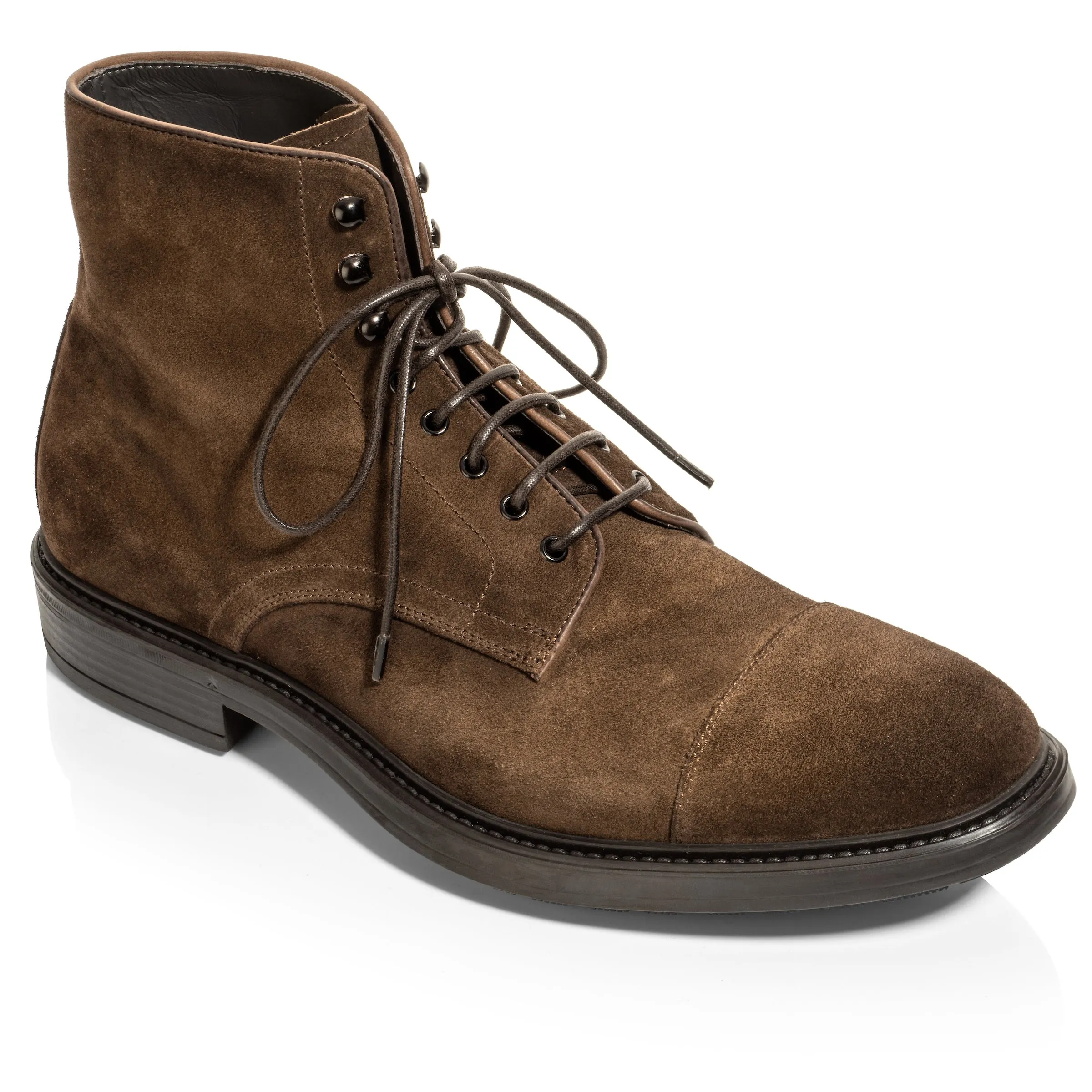 Burkett Medium Brown Suede Cap Toe Boot