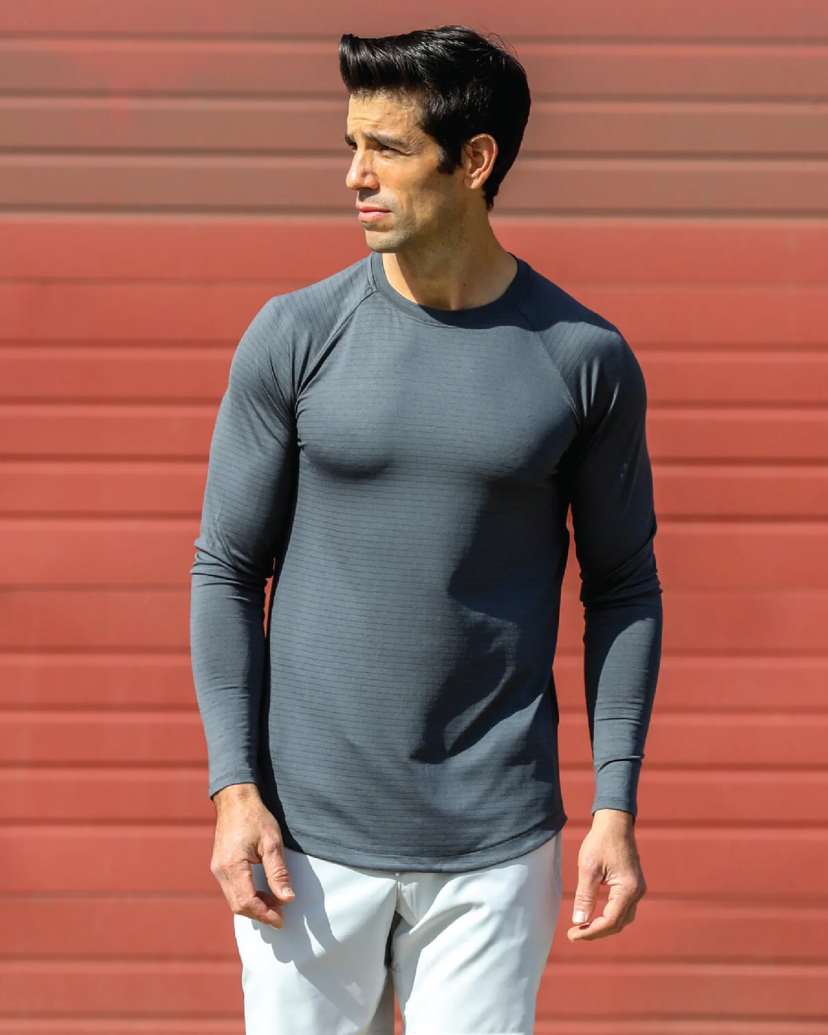 Cardinal Long Sleeve Charcoal Workout Shirt