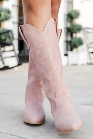 Charlotte Pink Leather Cowboy Boots FINAL SALE