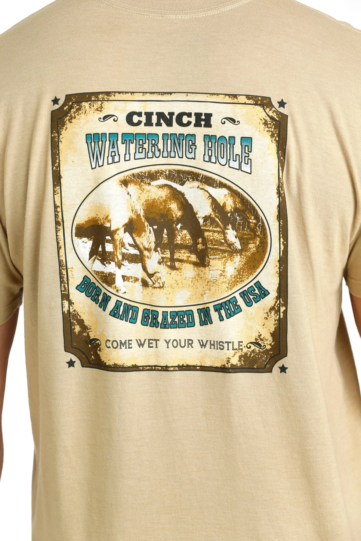 Cinch Men's Watering Hole Graphic Logo T-Shirt in Cream