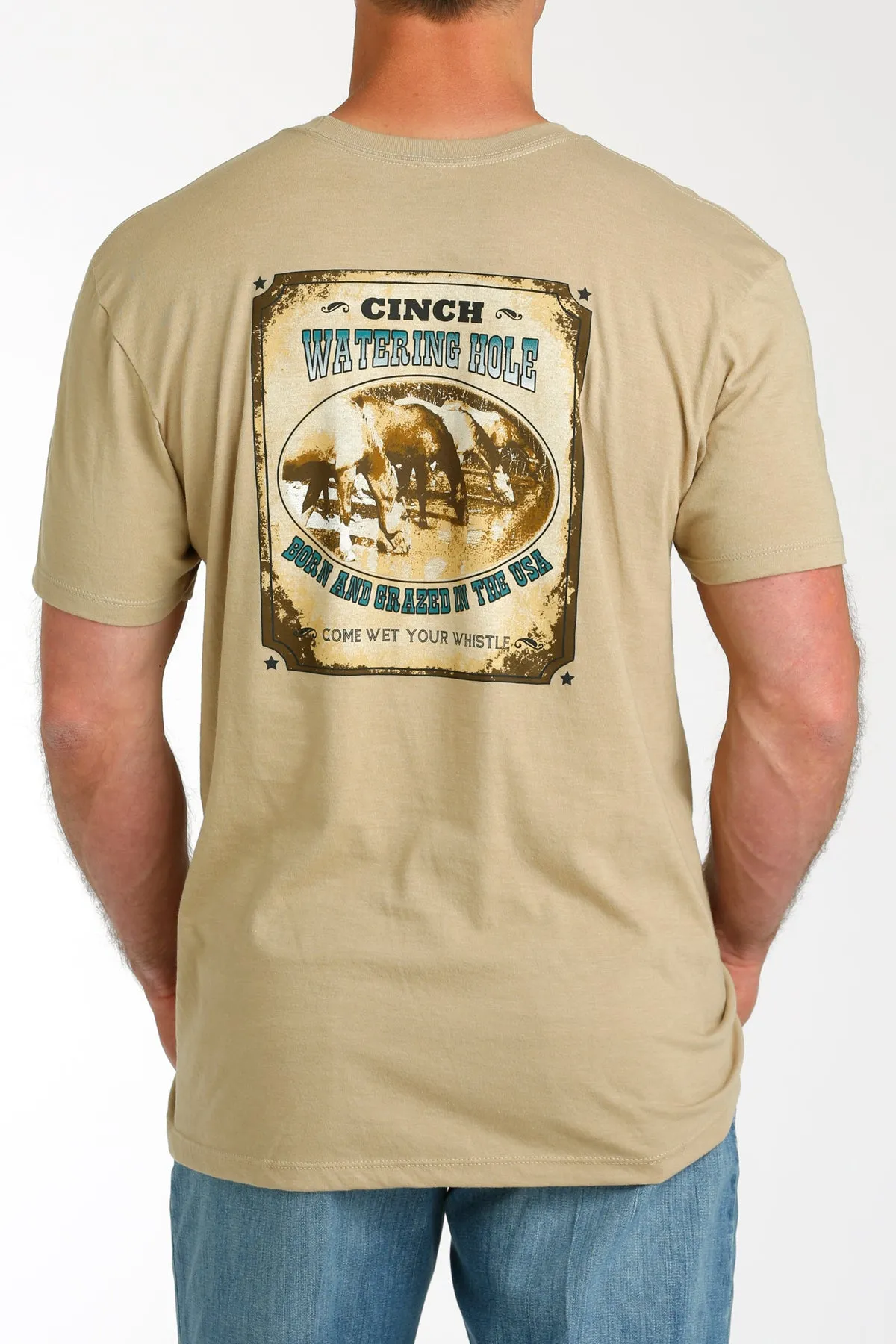 Cinch Men's Watering Hole Graphic Logo T-Shirt in Cream