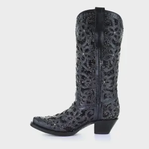 Corral Women's Black Glitter Crystal Cowboy Boots A3752