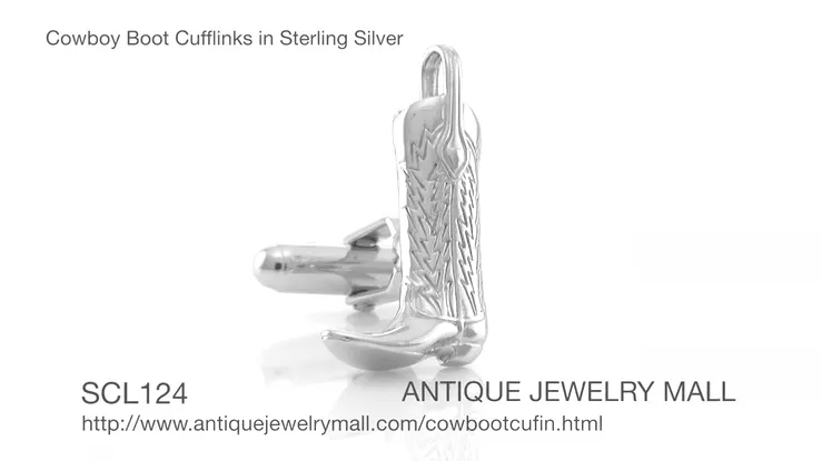 Cowboy Boot Cufflinks in Sterling Silver