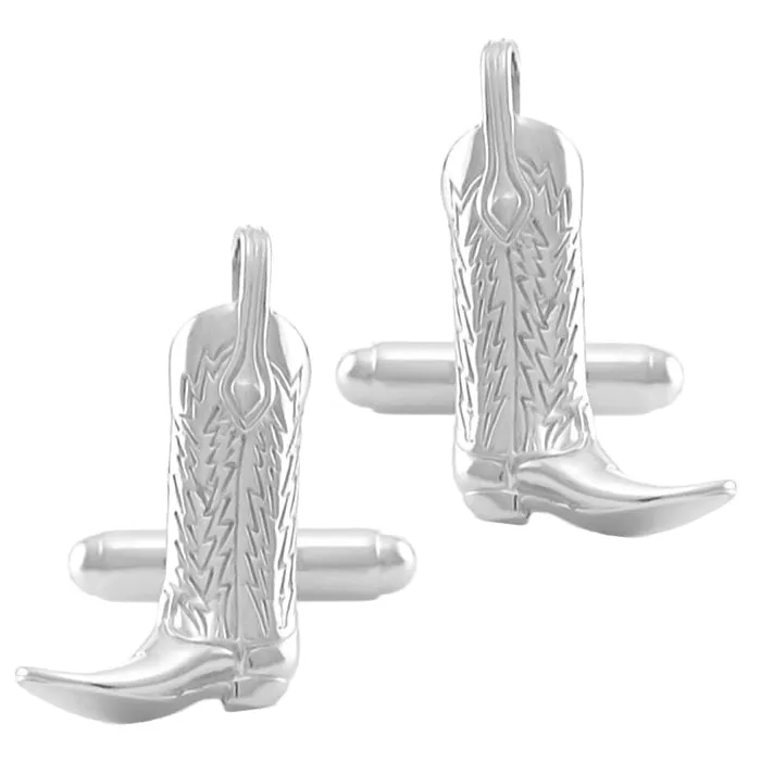 Cowboy Boot Cufflinks in Sterling Silver