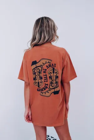 Cowboy Take Me Away Graphic Tee - Rust