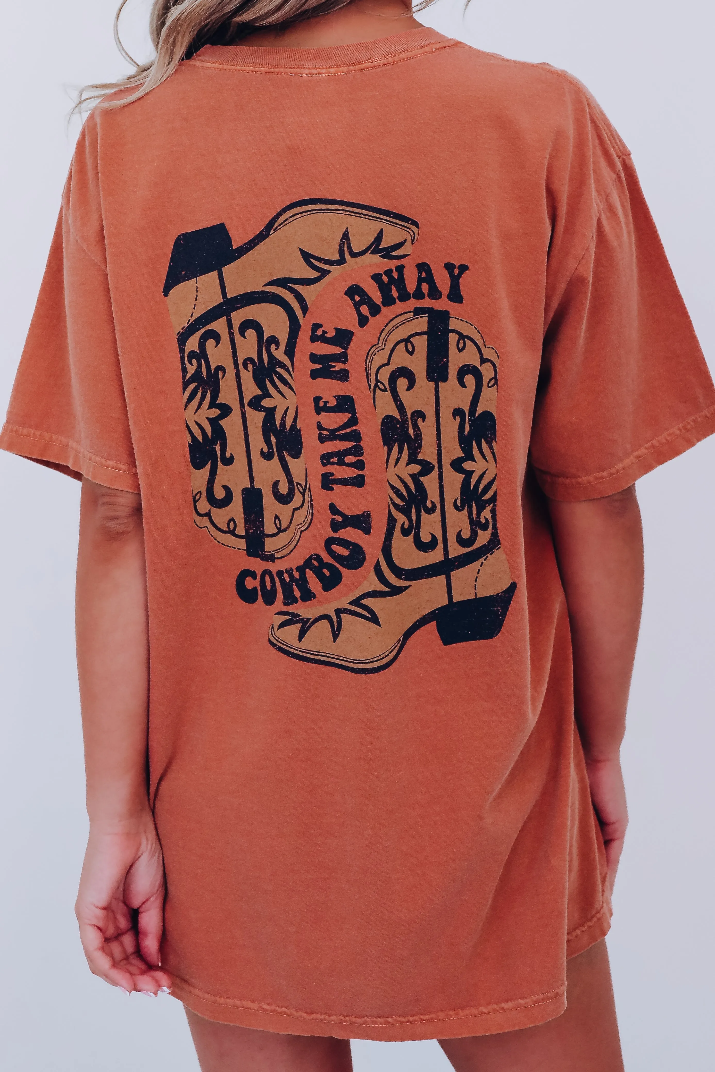 Cowboy Take Me Away Graphic Tee - Rust