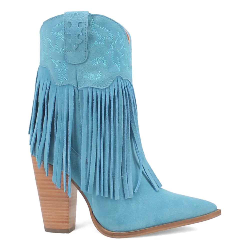 Crazy Train Fringe Embroidery Pointed Toe Cowboy Booties