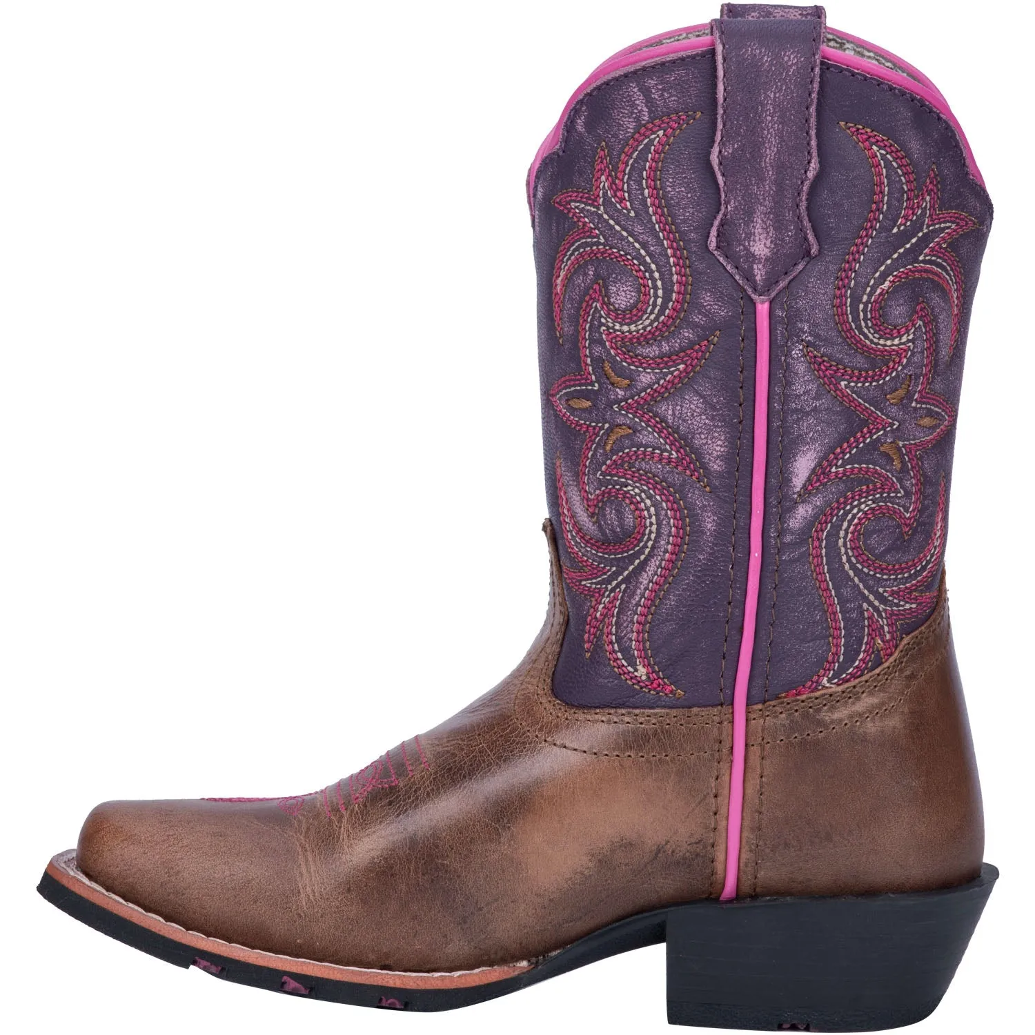 'Dan Post' Childrens' 8" Majesty Leather Boot - Brown / Purple (Sizes 8.5C-3Y)