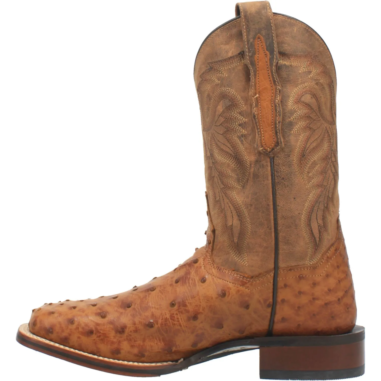 Dan Post Mens Alamosa Cowboy Boots Ostrich Saddle Tan/Brown