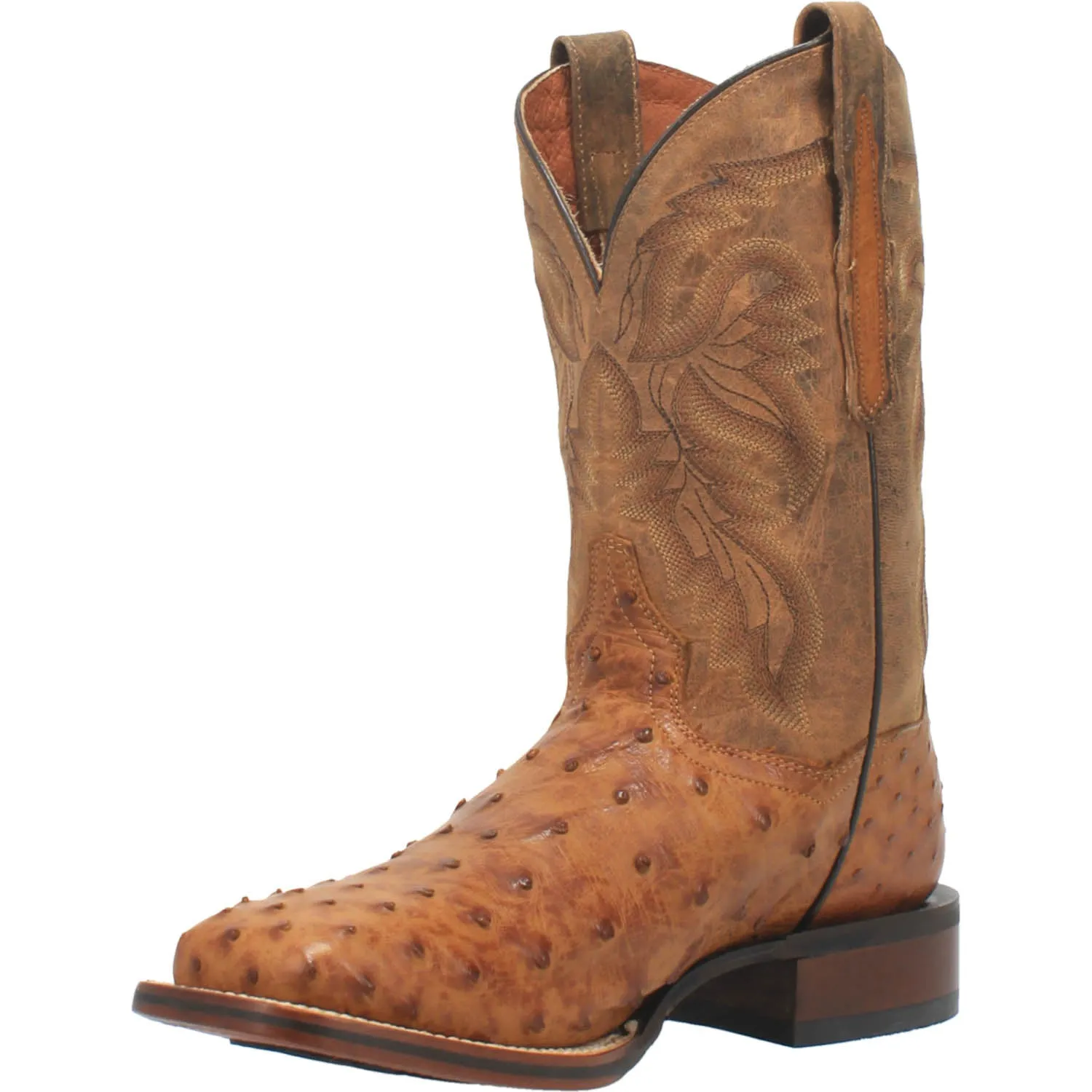 Dan Post Mens Alamosa Cowboy Boots Ostrich Saddle Tan/Brown