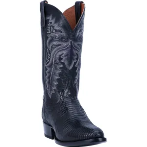 Dan Post Mens Black Cowboy Boots Lizard Skin R Toe