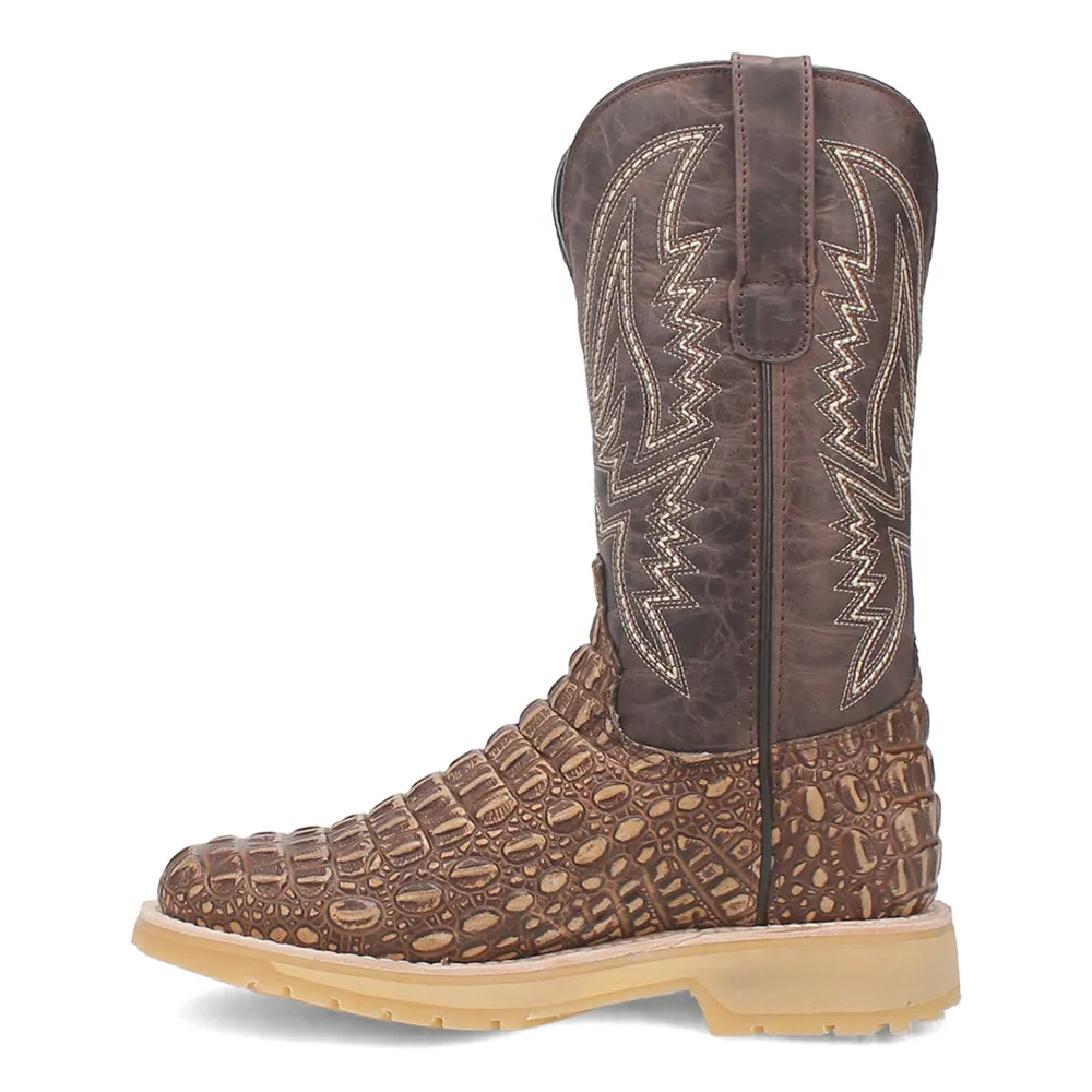 Death Valley Embroidered Croc Round Toe Cowboy Boots