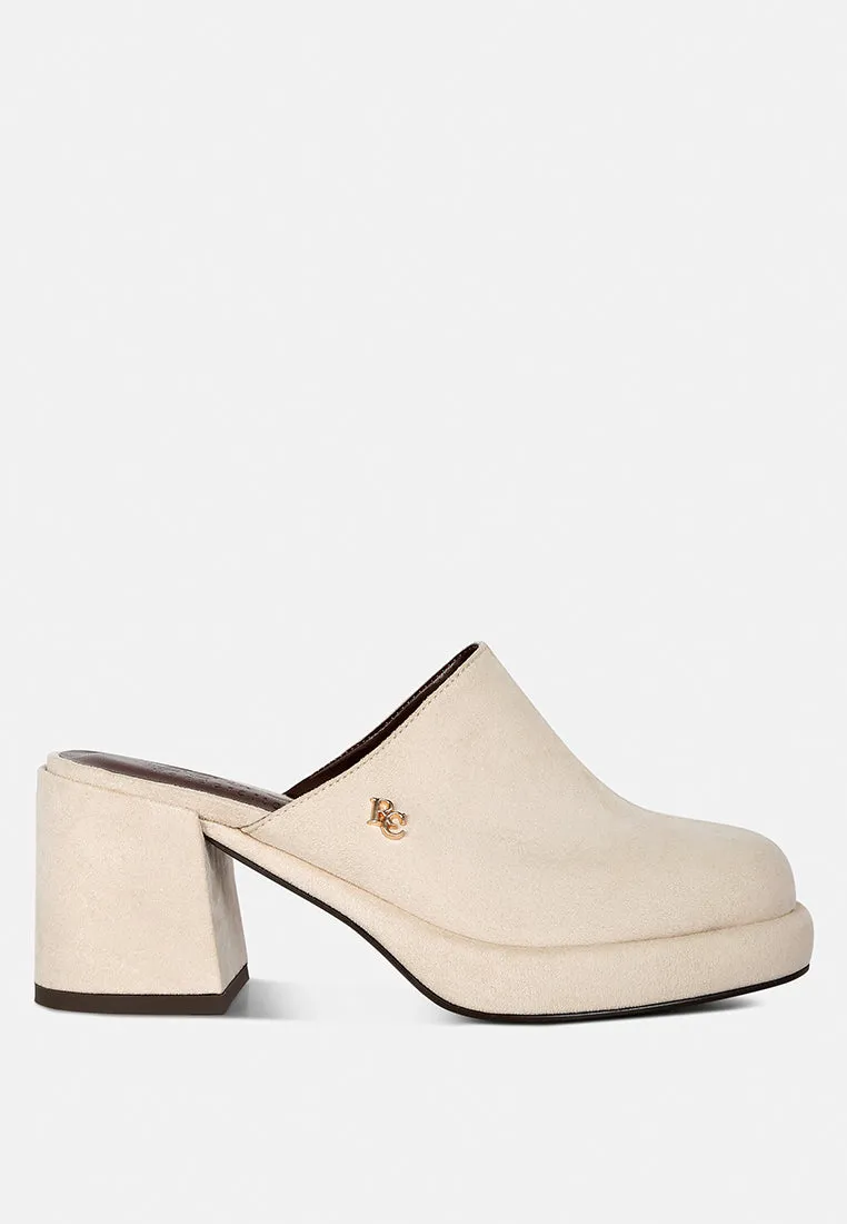 Delaunay Suede Heeled Mule Sandals