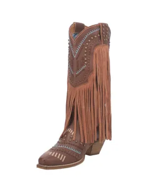 Dingo Western Boots Women's 13" Gypsy Fringe Snip Sand DI737 BRN