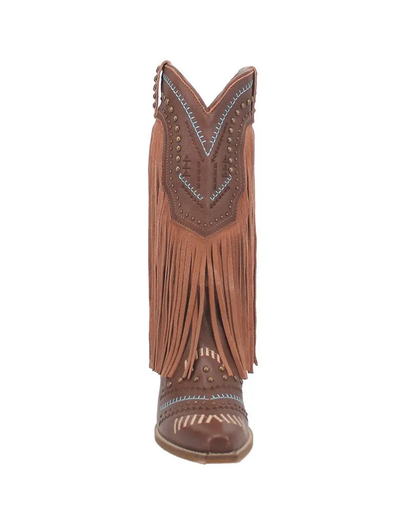 Dingo Western Boots Women's 13" Gypsy Fringe Snip Sand DI737 BRN