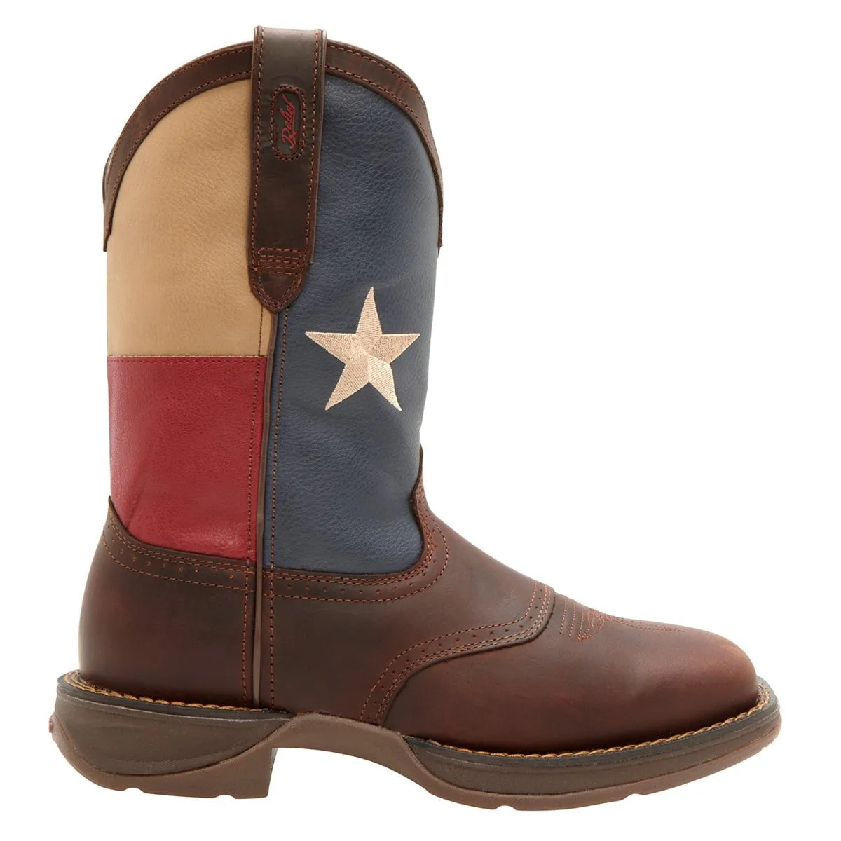 Durango Mens Brown Leather Texas Flag Pull On Saddle Cowboy Boots