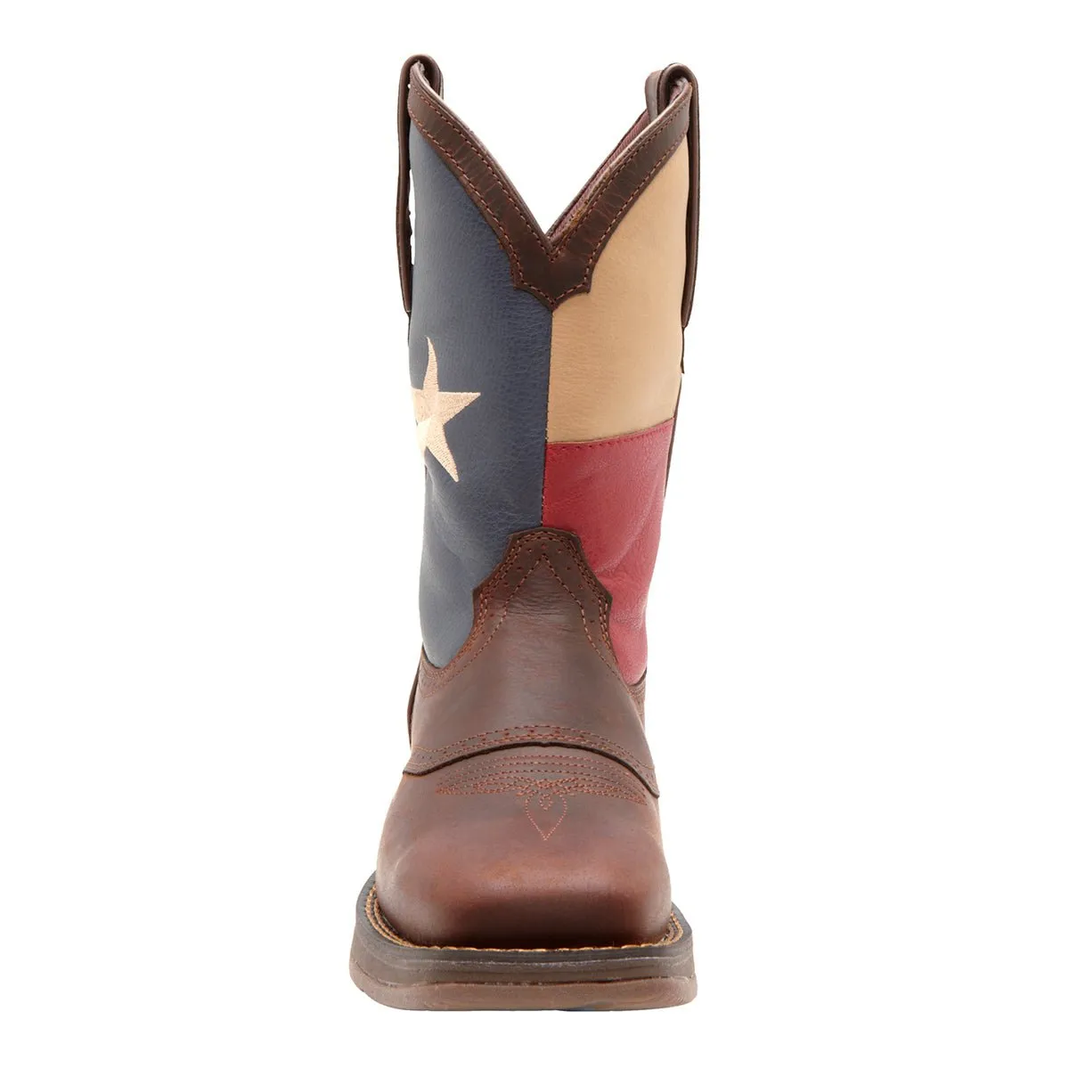 Durango Mens Brown Leather Texas Flag Pull On Saddle Cowboy Boots