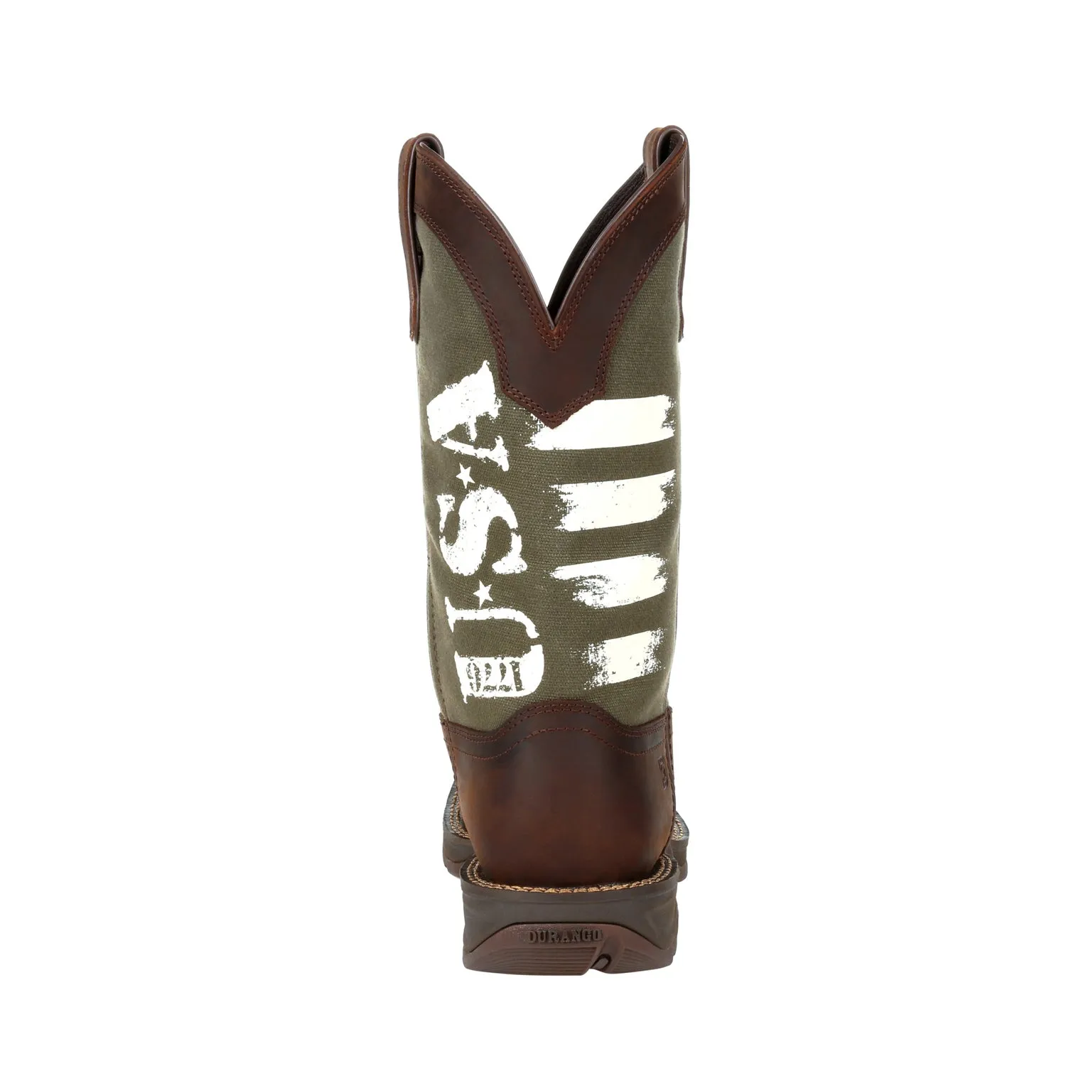 Durango Mens Brown/Army Green Leather Rebel USA Cowboy Boots