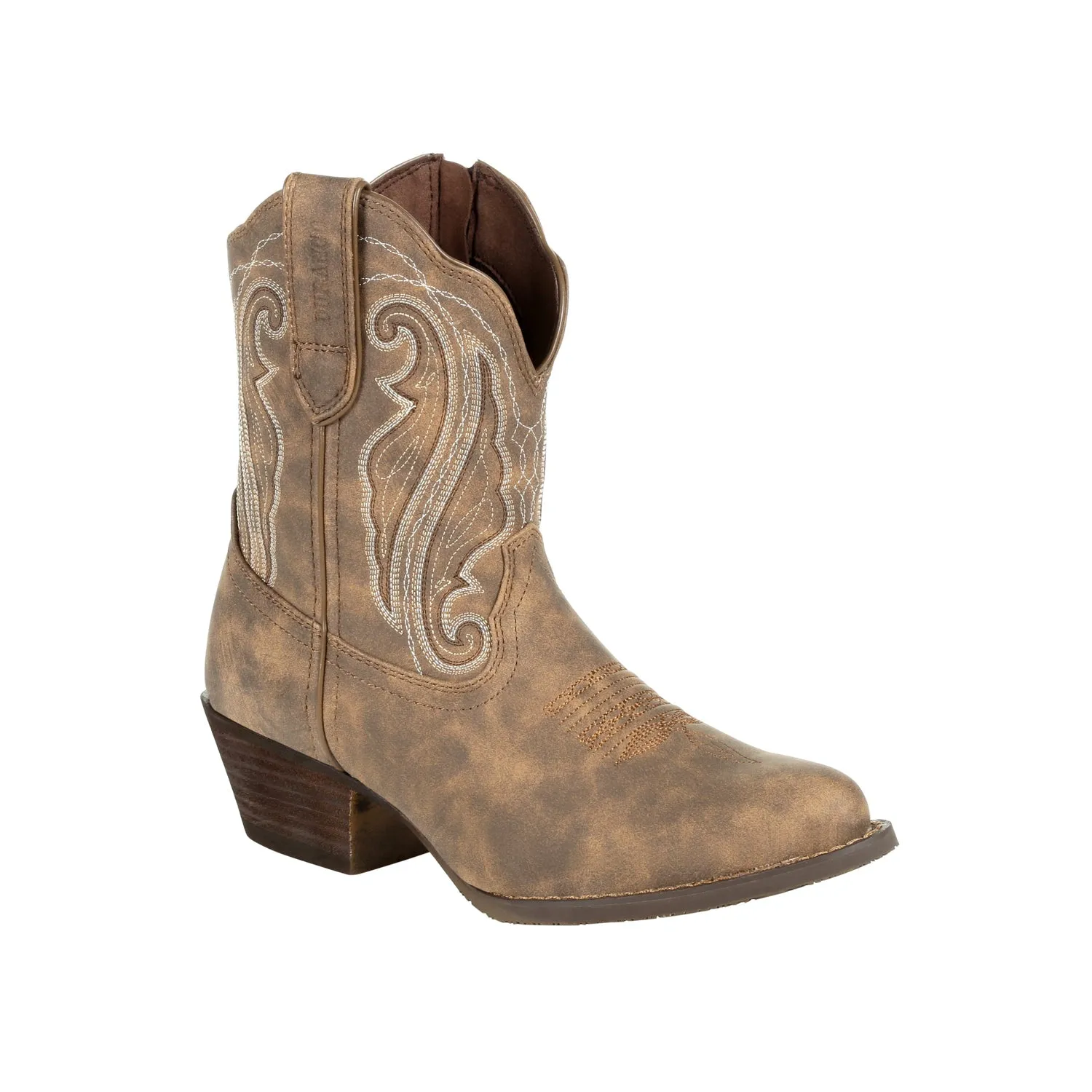 Durango Womens Driftwood Faux Leather Crush Shortie Cowboy Boots