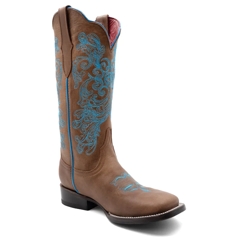 Ella Embroidery Square Toe Cowboy Boots