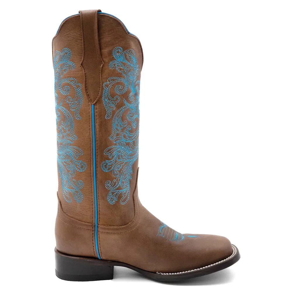 Ella Embroidery Square Toe Cowboy Boots