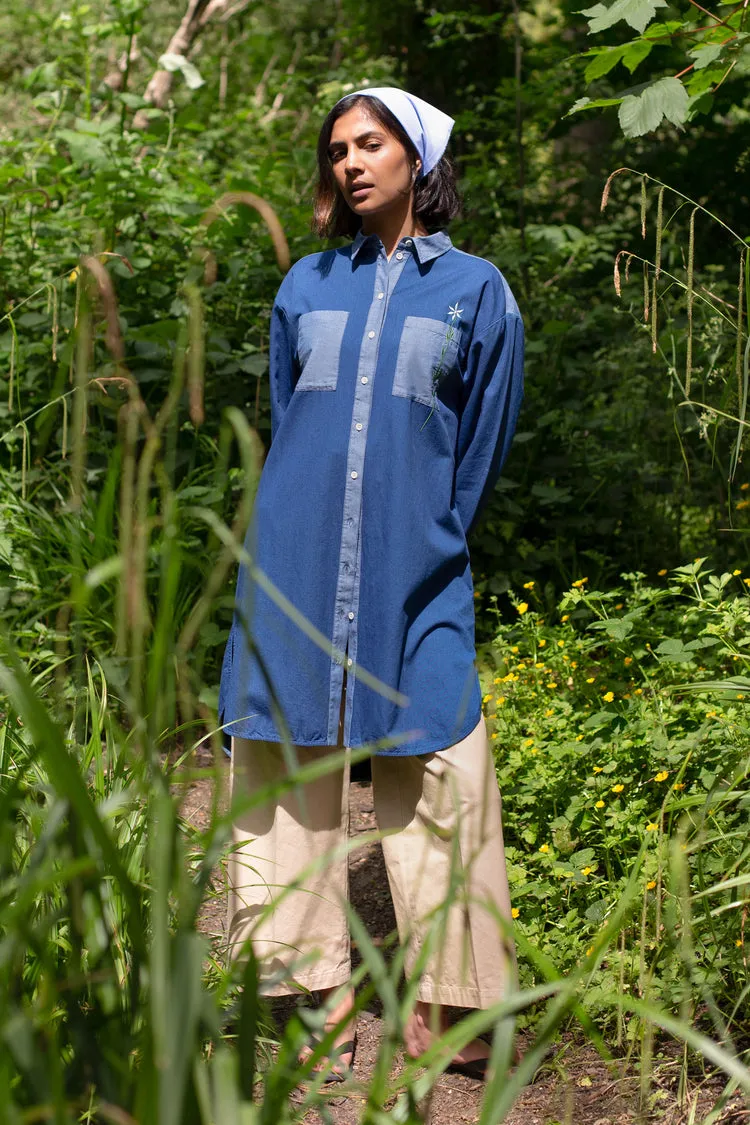 Etta Oversized Shirtdress in Japanese Denim Cotton by Saywood