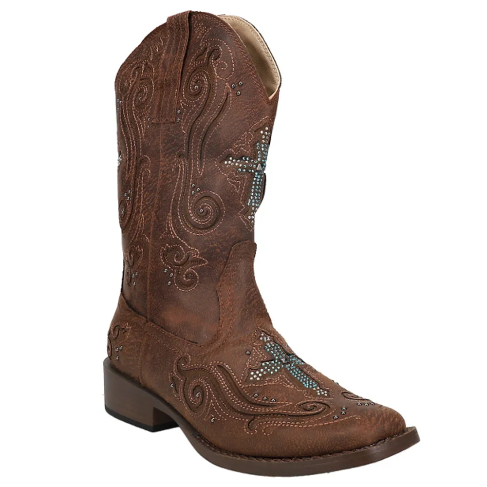 Faith Rhinestone Square Toe Cowboy Boots