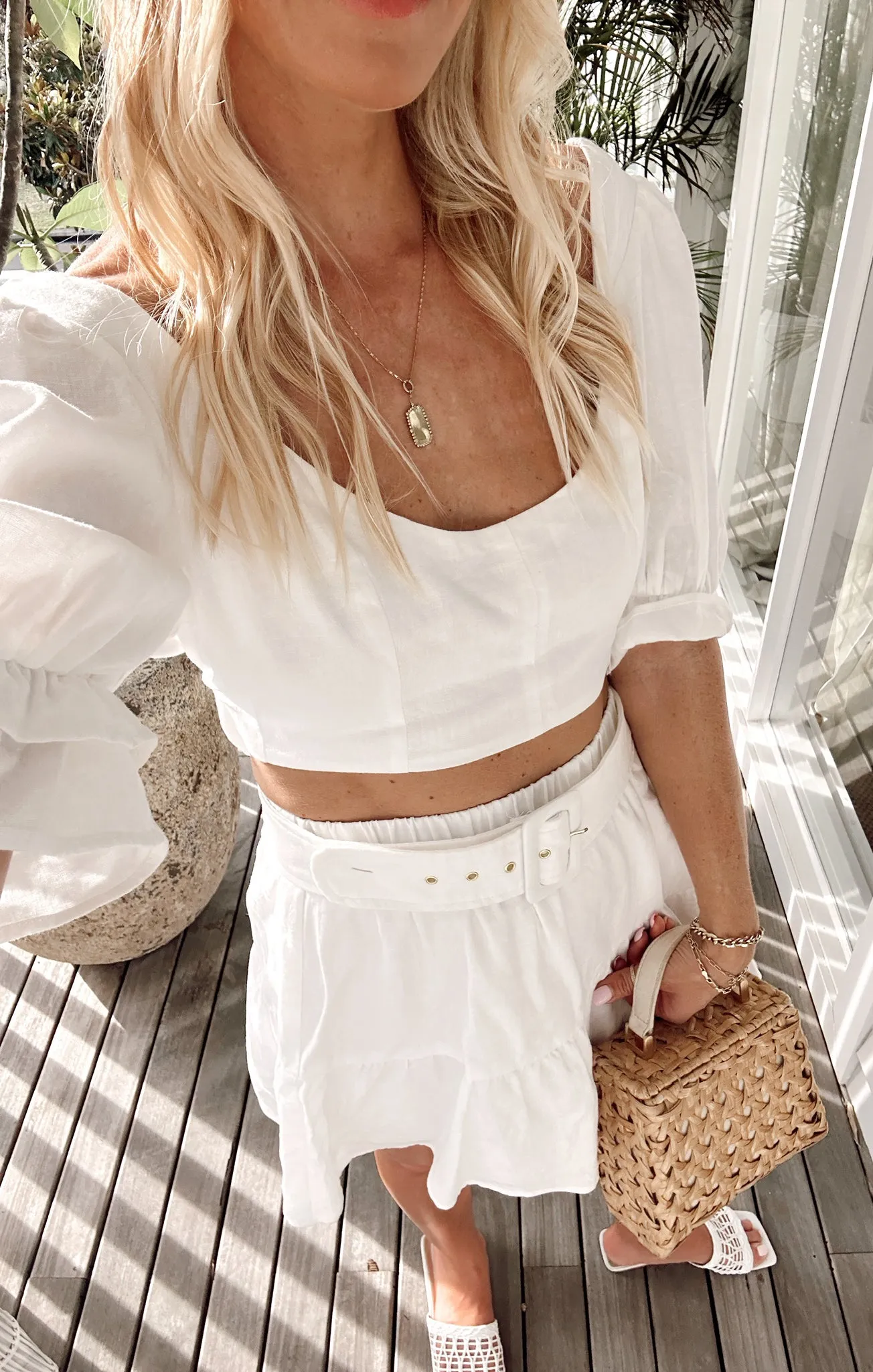 Fiona Skirt ~ White Linen