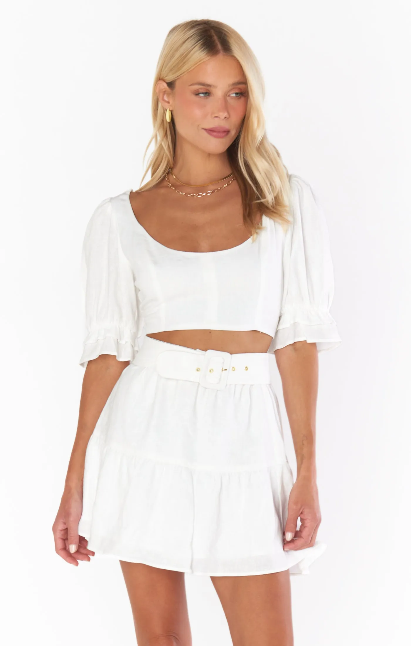 Fiona Skirt ~ White Linen